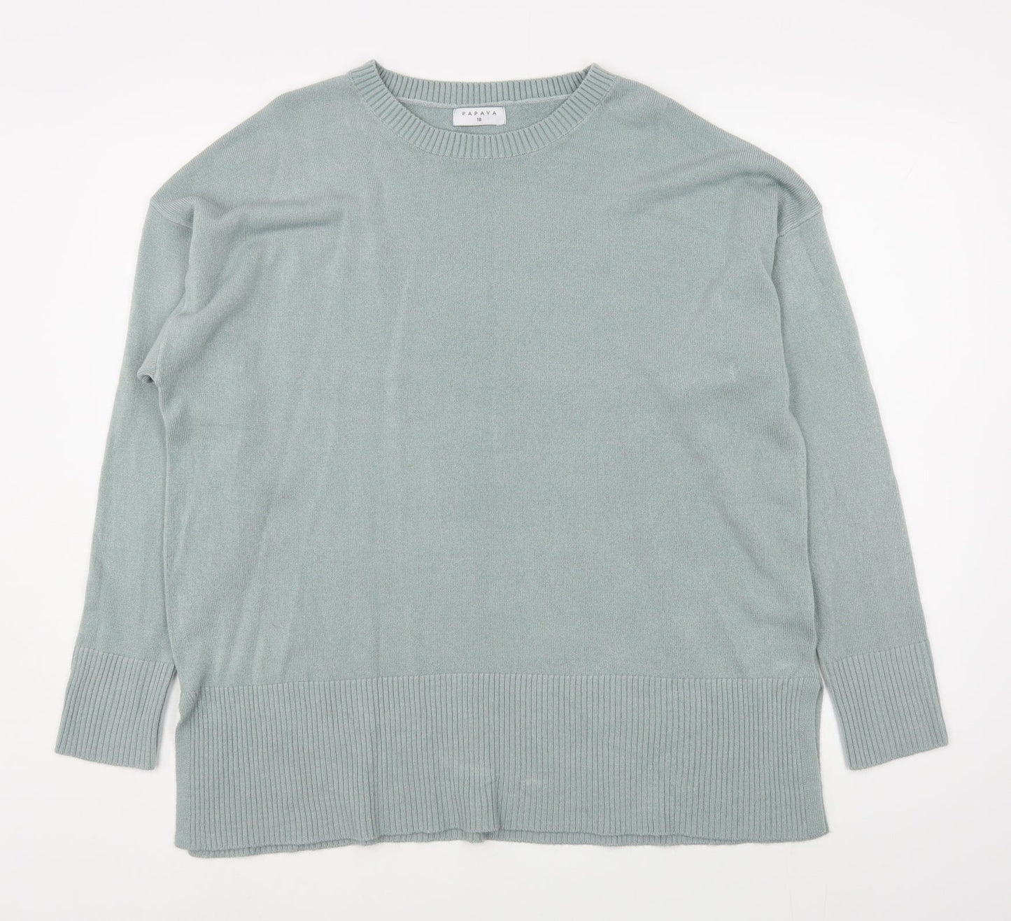 Matalan Womens Green Boat Neck  Acrylic Pullover Jumper Size 16