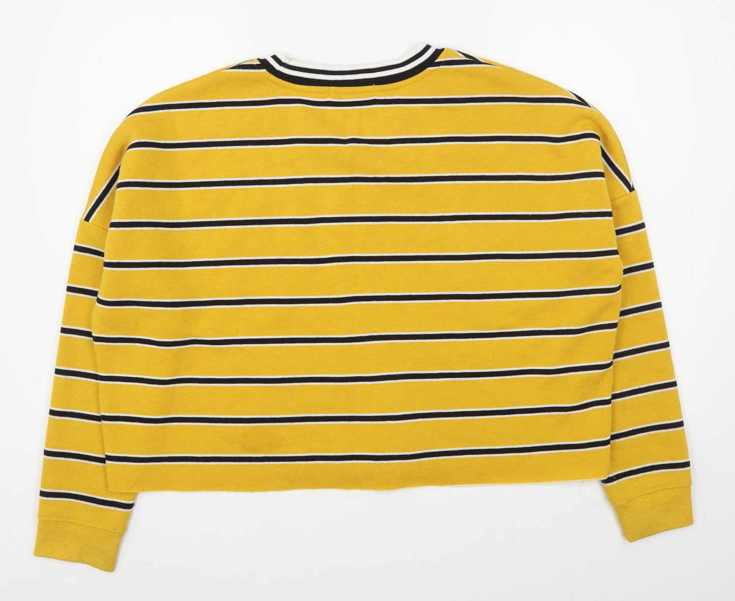 Primark Womens Yellow Striped Cotton Pullover Sweatshirt Size M  Pullover - Cropped