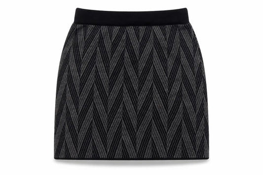 Kenar Womens Black Striped Acrylic A-Line Skirt Size L