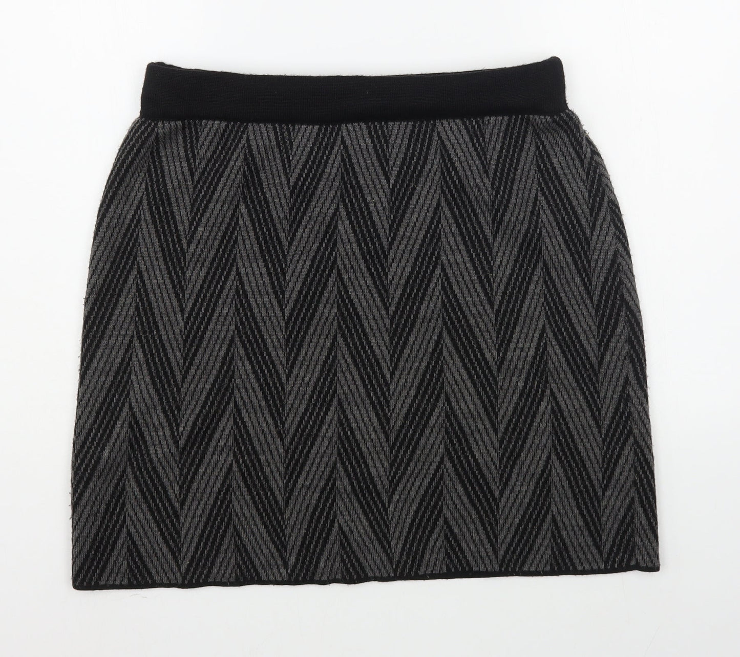 Kenar Womens Black Striped Acrylic A-Line Skirt Size L