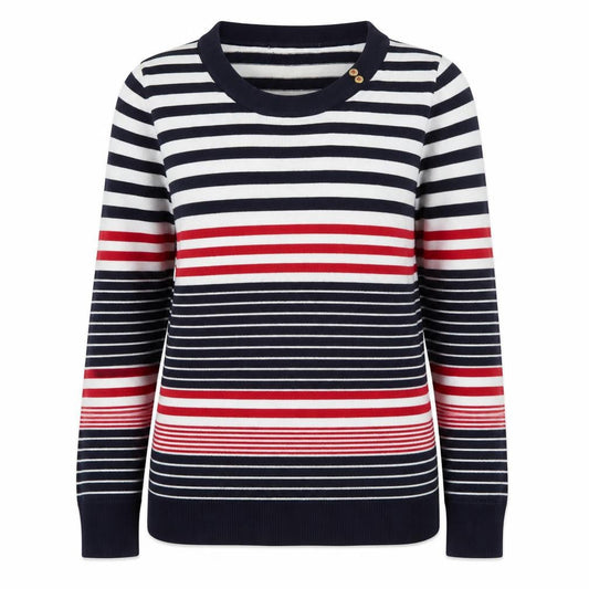 EWM Womens Multicoloured Scoop Neck Striped Cotton Pullover Jumper Size S