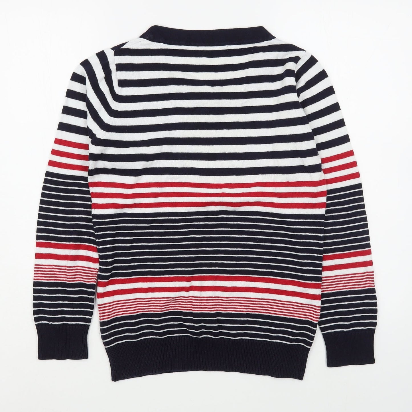 EWM Womens Multicoloured Scoop Neck Striped Cotton Pullover Jumper Size S
