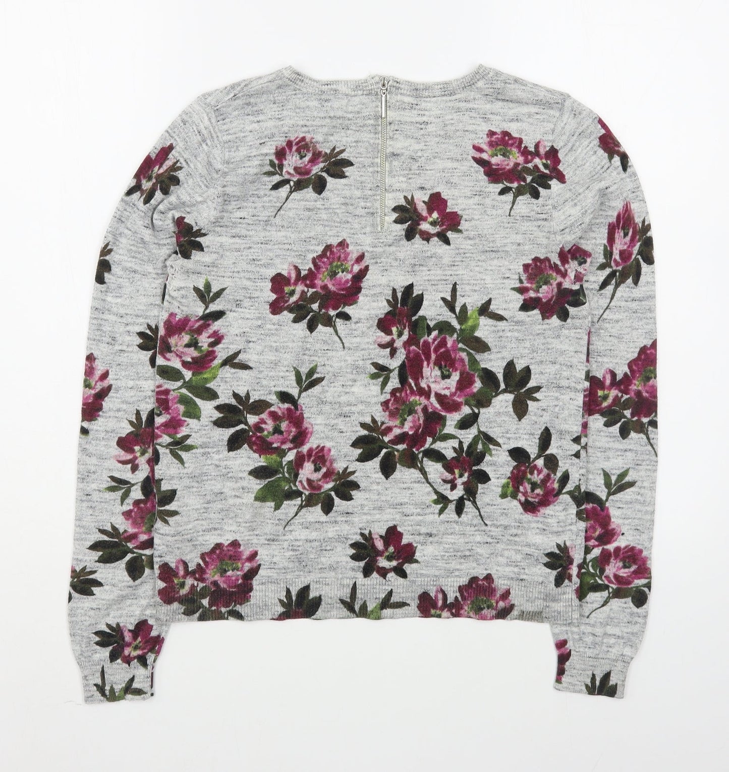 Oasis Womens Multicoloured Scoop Neck Floral 100% Cotton Pullover Jumper Size S