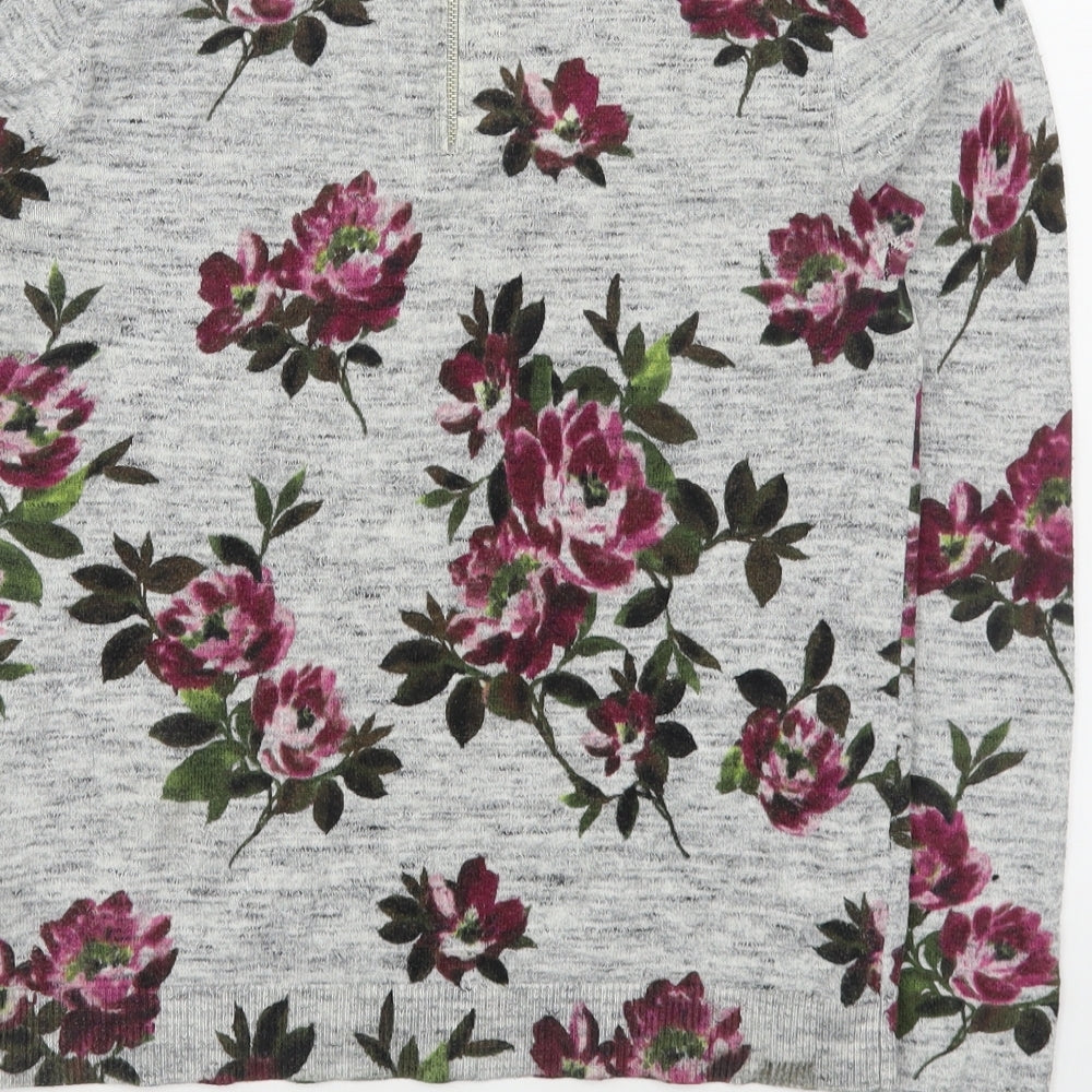 Oasis Womens Multicoloured Scoop Neck Floral 100% Cotton Pullover Jumper Size S
