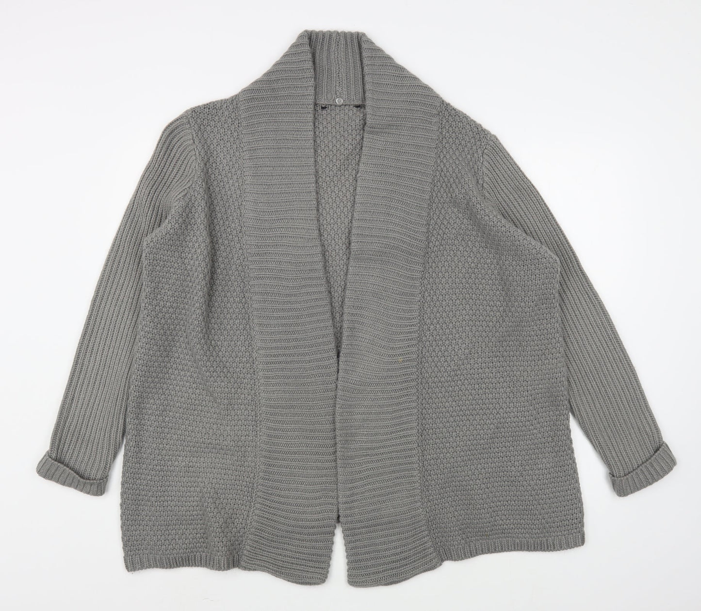 Preworn Womens Grey V-Neck  Polyamide Cardigan Jumper Size L