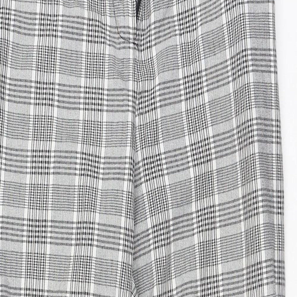 Topshop Womens Grey Plaid Cotton Trousers  Size 8 L20 in Regular
