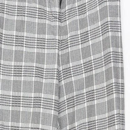 Topshop Womens Grey Plaid Cotton Trousers  Size 8 L20 in Regular