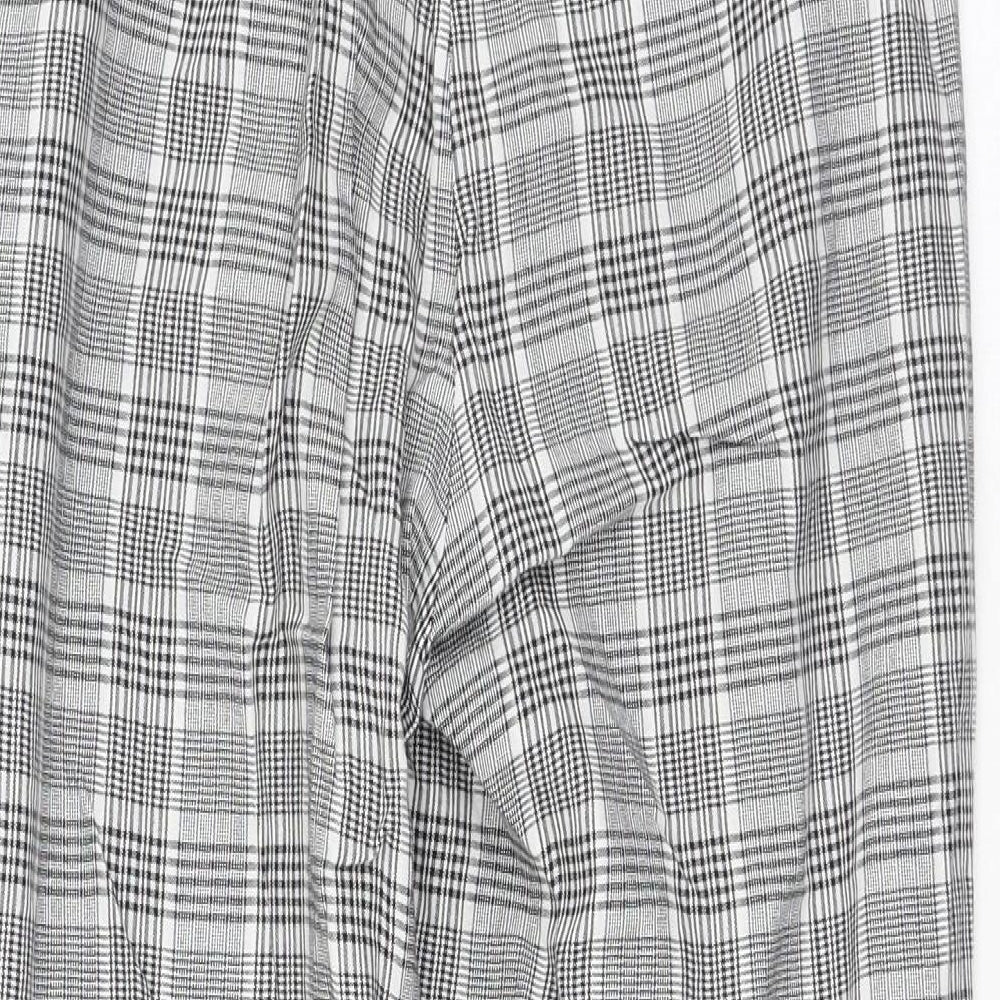 Topshop Womens Grey Plaid Cotton Trousers  Size 8 L20 in Regular