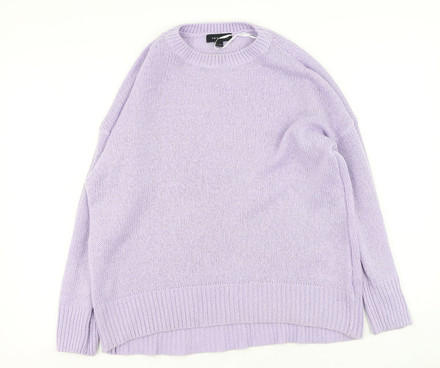 New Look Womens Purple Round Neck  Acrylic Pullover Jumper Size L