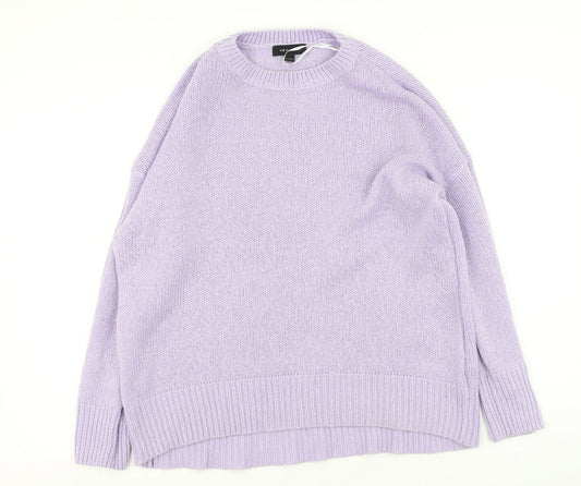 New Look Womens Purple Round Neck  Acrylic Pullover Jumper Size L