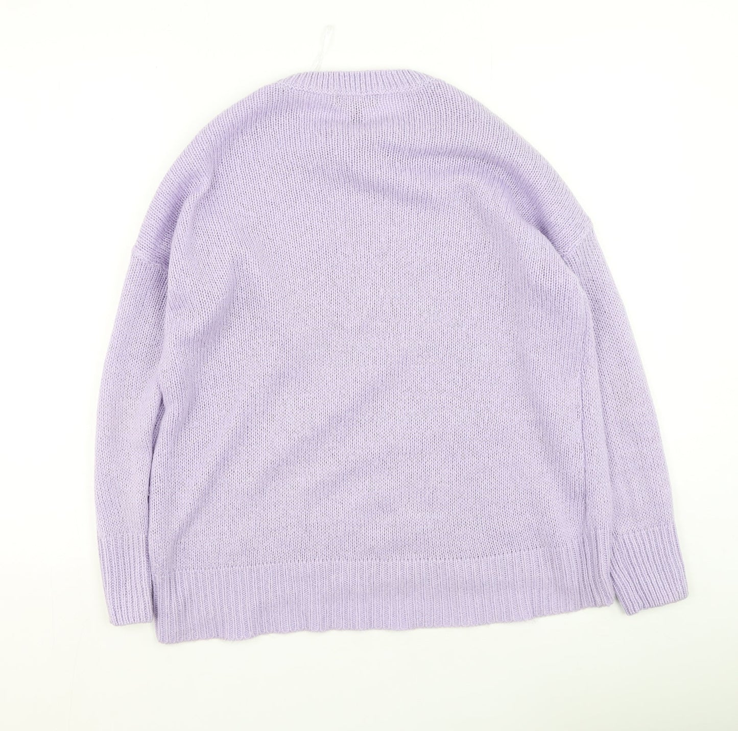 New Look Womens Purple Round Neck  Acrylic Pullover Jumper Size L