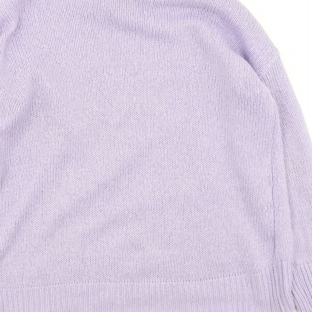 New Look Womens Purple Round Neck  Acrylic Pullover Jumper Size L
