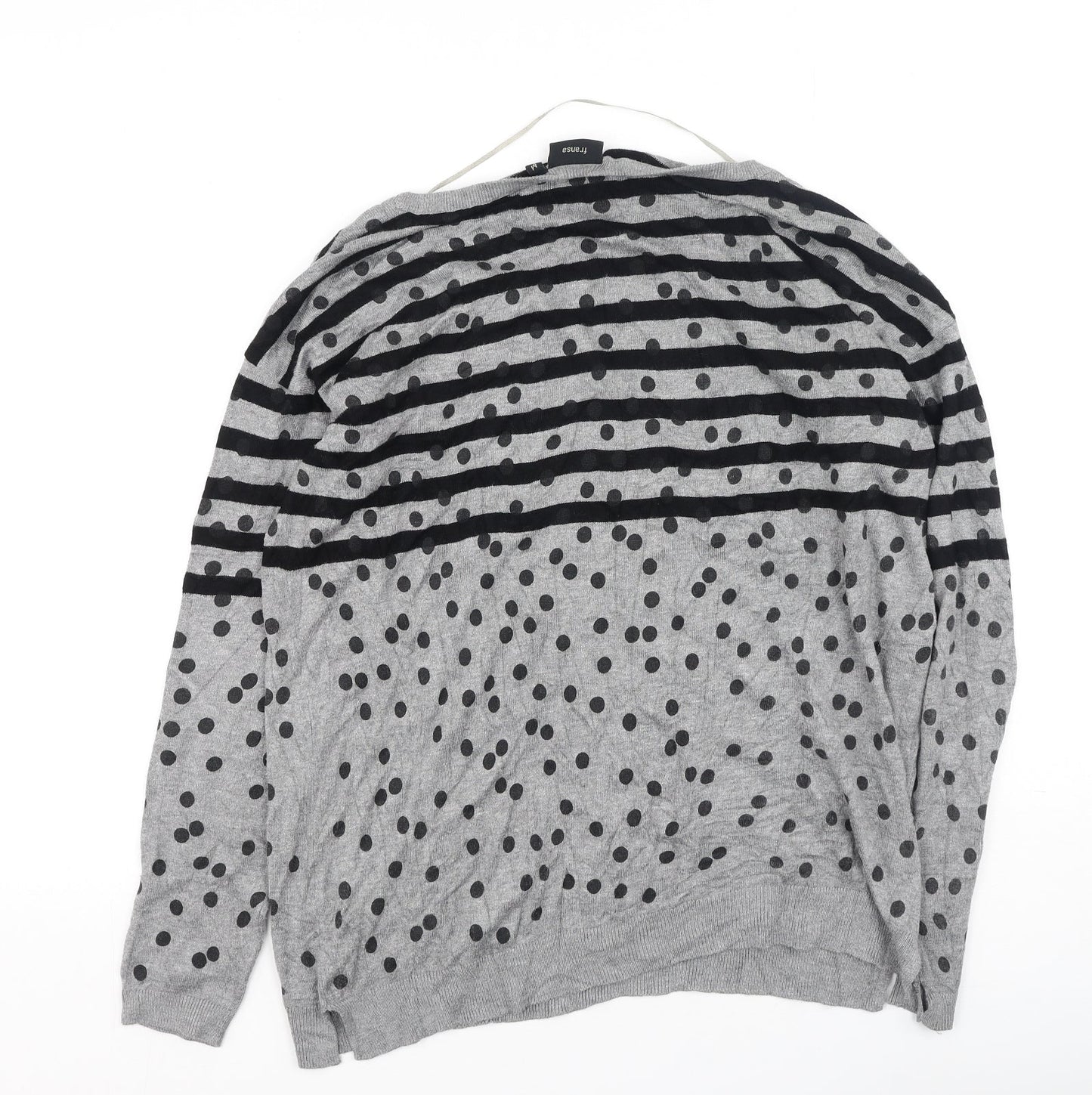 Fransa Womens Grey Striped Viscose Pullover Sweatshirt Size M