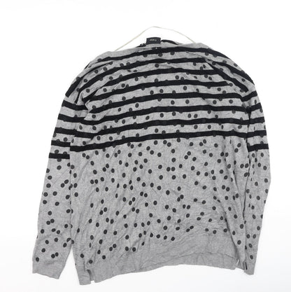 Fransa Womens Grey Striped Viscose Pullover Sweatshirt Size M