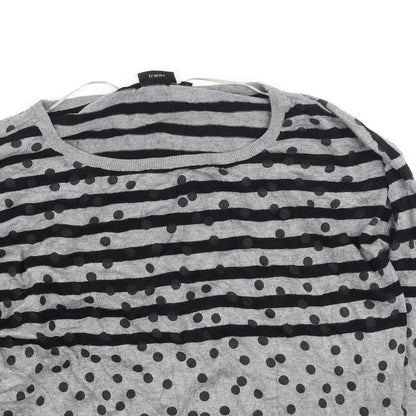 Fransa Womens Grey Striped Viscose Pullover Sweatshirt Size M