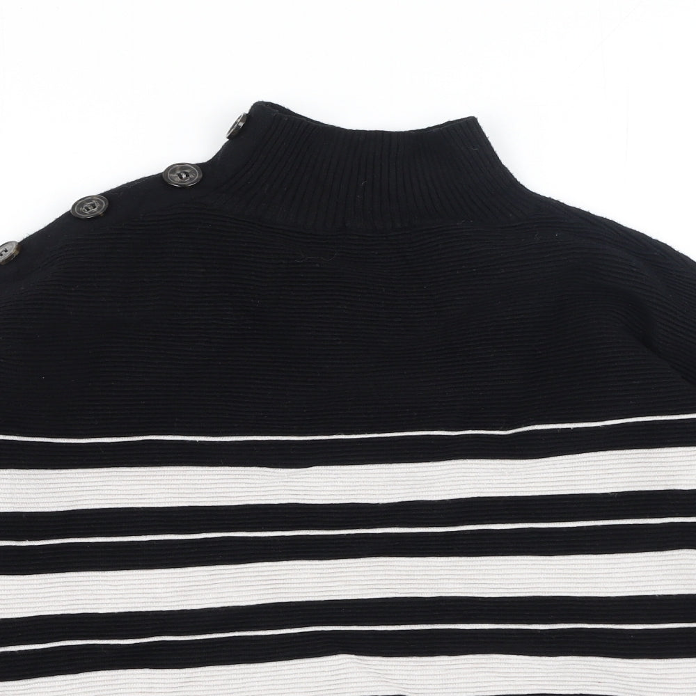 M&Co Womens Black Striped Viscose Pullover Sweatshirt Size 14