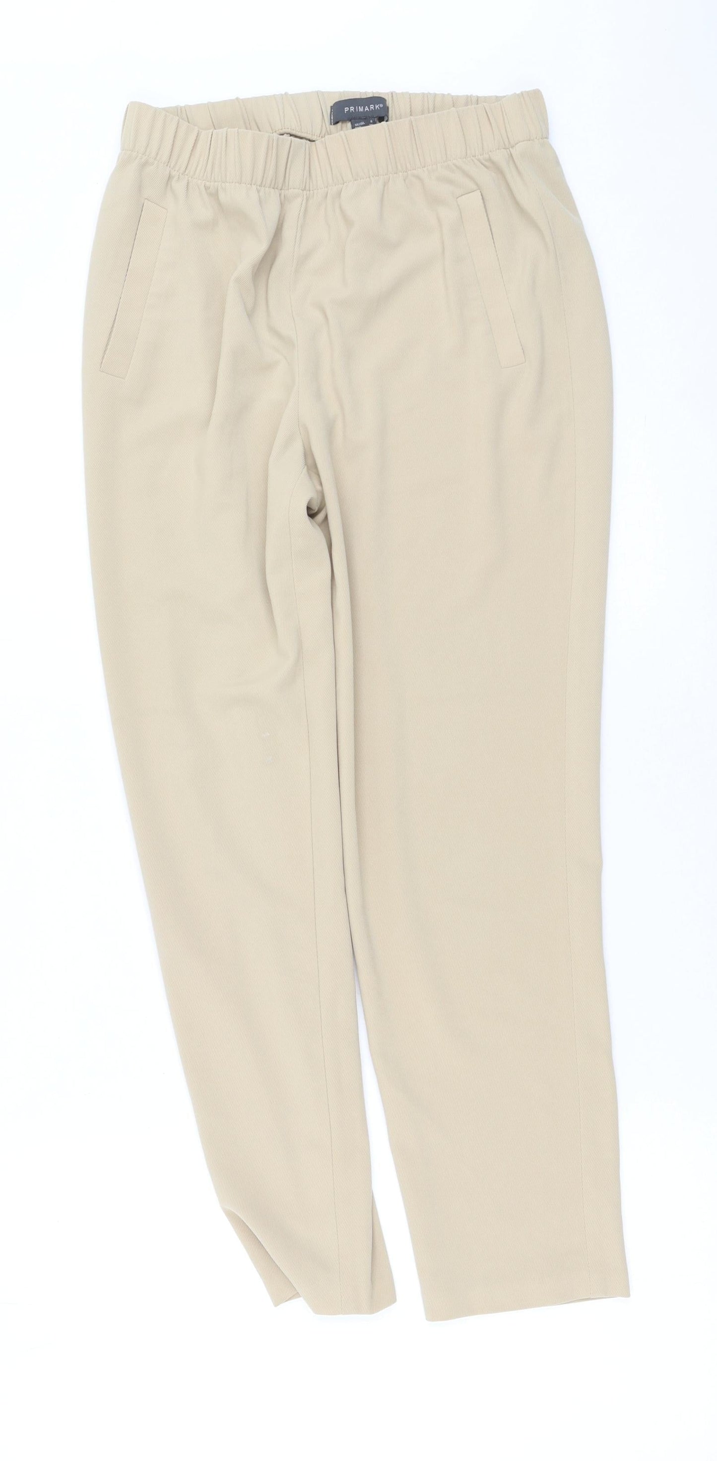 H&M Womens Beige  Cotton Trousers  Size 42 L27 in Regular