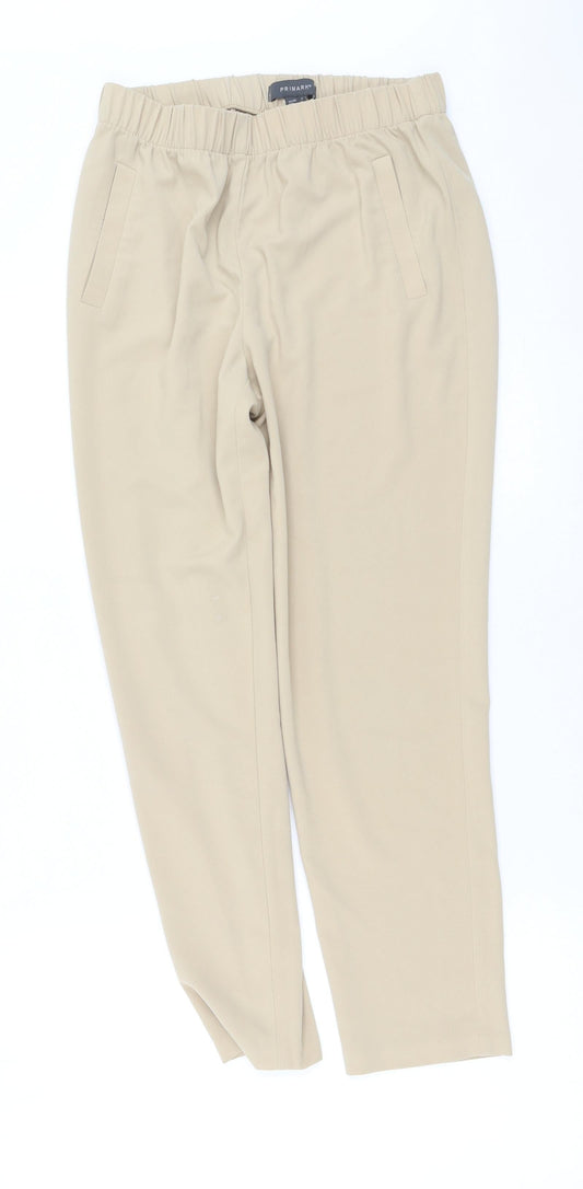 H&M Womens Beige  Cotton Trousers  Size 42 L27 in Regular