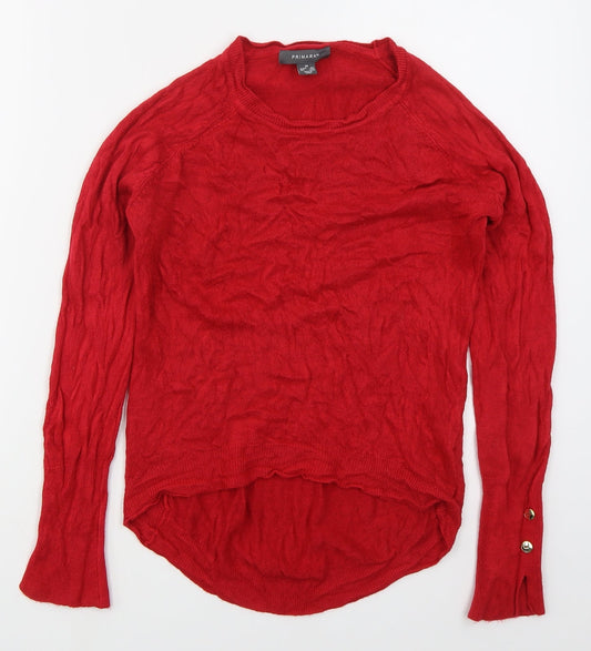 Primark Womens Red Crew Neck  Acrylic Pullover Jumper Size 6