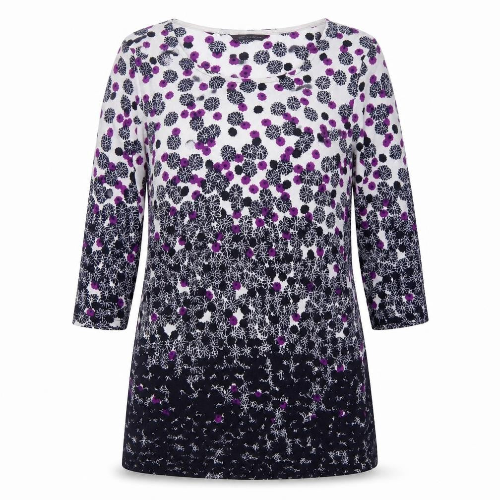 Marks & Spencer Womens Blue Round Neck Floral Polyester Pullover Jumper Size 14