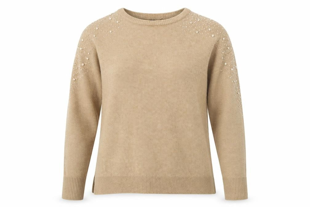 Primark Womens Beige Round Neck  Acrylic Pullover Jumper Size 12