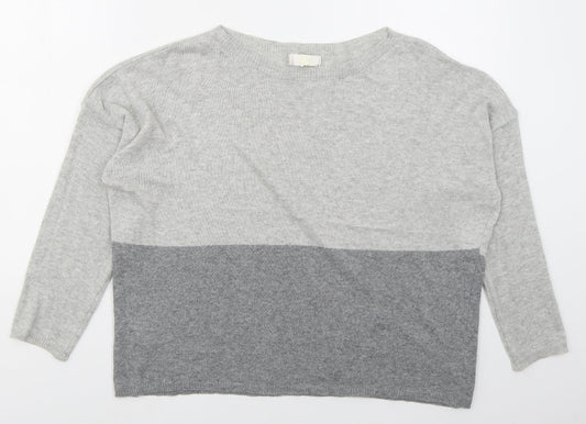 Sarta Womens Grey Boat Neck  Cotton Pullover Jumper Size M   - Colour Block