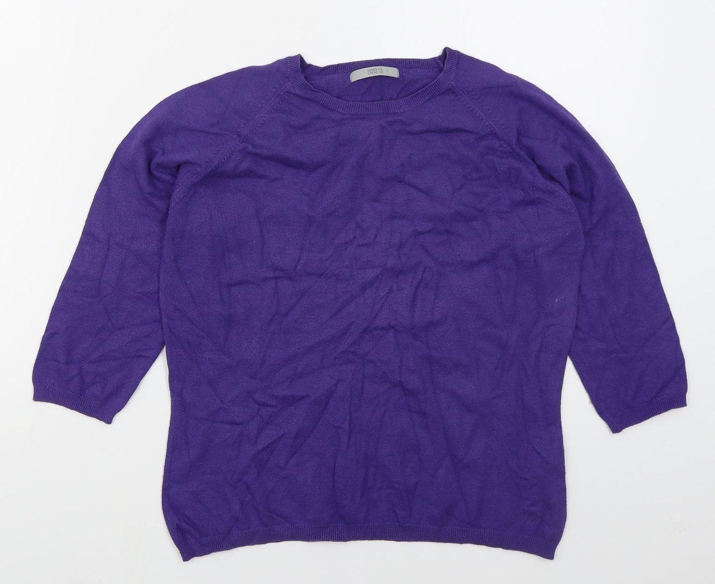 Marks and Spencer Womens Purple Crew Neck  Viscose Pullover Jumper Size 16