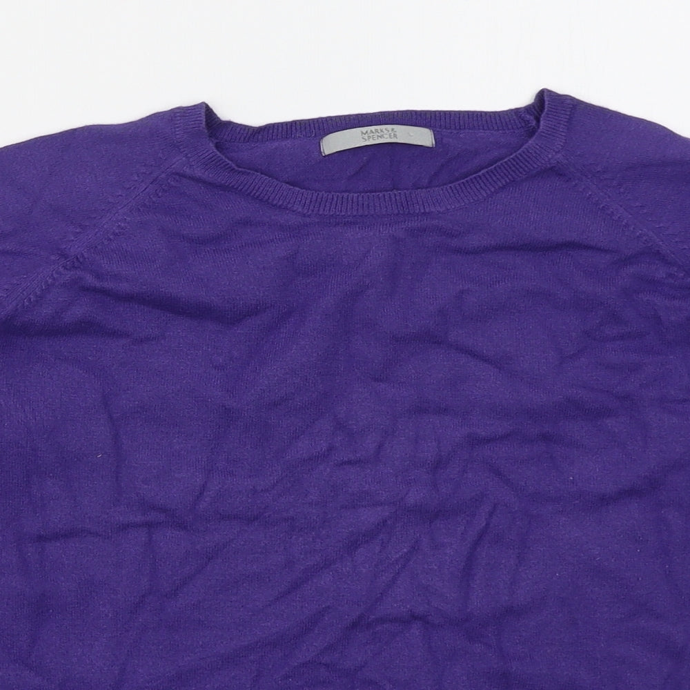 Marks and Spencer Womens Purple Crew Neck  Viscose Pullover Jumper Size 16