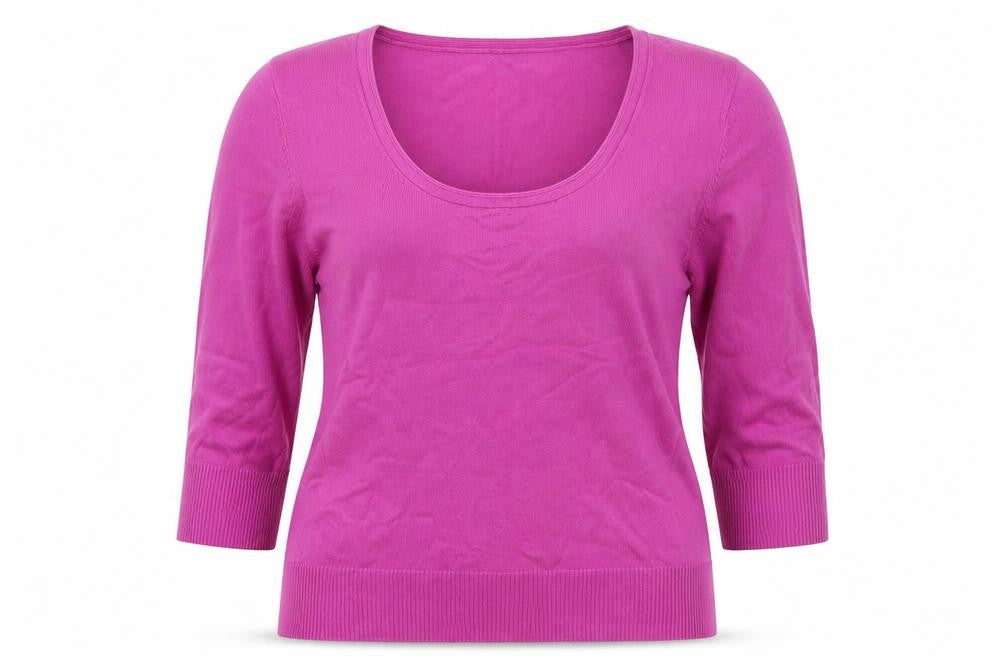 M&Co Womens Pink Round Neck  Cotton Pullover Jumper Size L