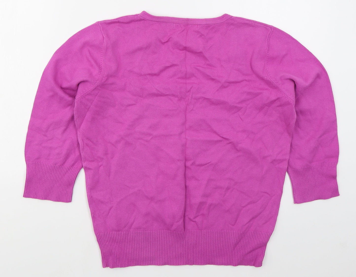 M&Co Womens Pink Round Neck  Cotton Pullover Jumper Size L