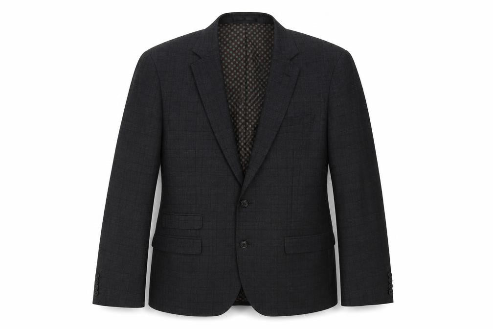 F&F Mens Grey Check Polyester Jacket Suit Jacket Size 42