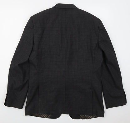 F&F Mens Grey Check Polyester Jacket Suit Jacket Size 42