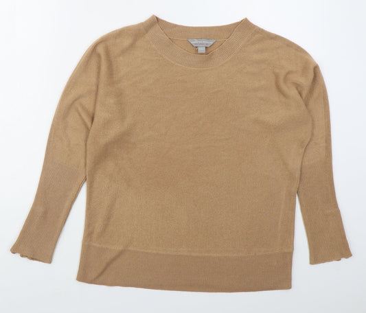 Dorothy Perkins Womens Beige Crew Neck  Acrylic Pullover Jumper Size 10