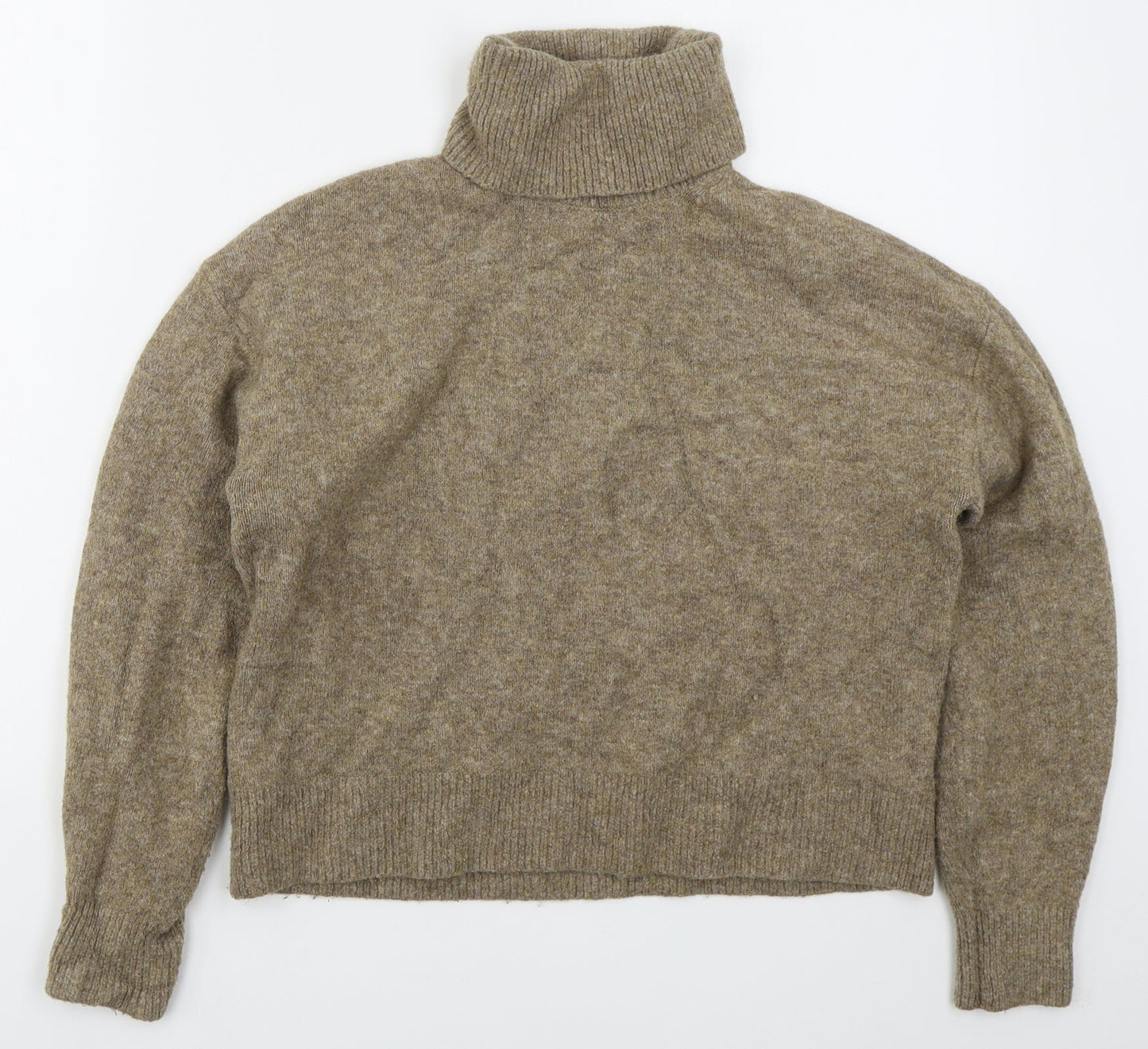 H&M Womens Beige Roll Neck  Acrylic Pullover Jumper Size S