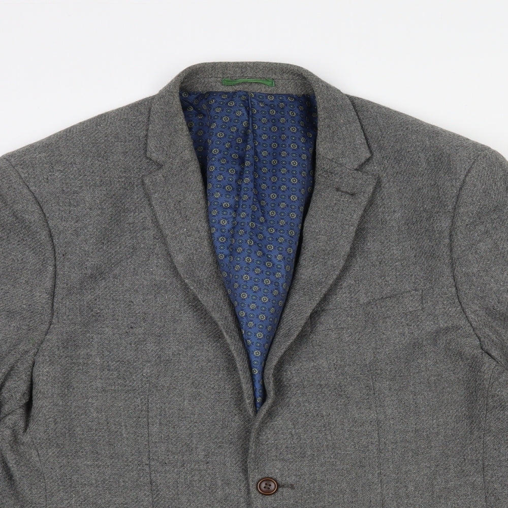Easy Mens Grey  Acrylic Jacket Blazer Size L