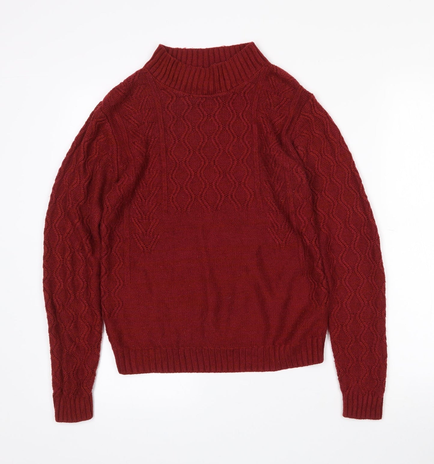 Papaya Womens Red Mock Neck  Acrylic Pullover Jumper Size S