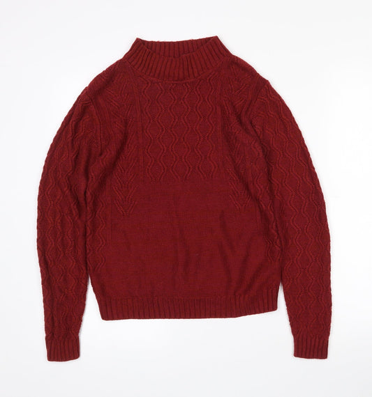 Papaya Womens Red Mock Neck  Acrylic Pullover Jumper Size S