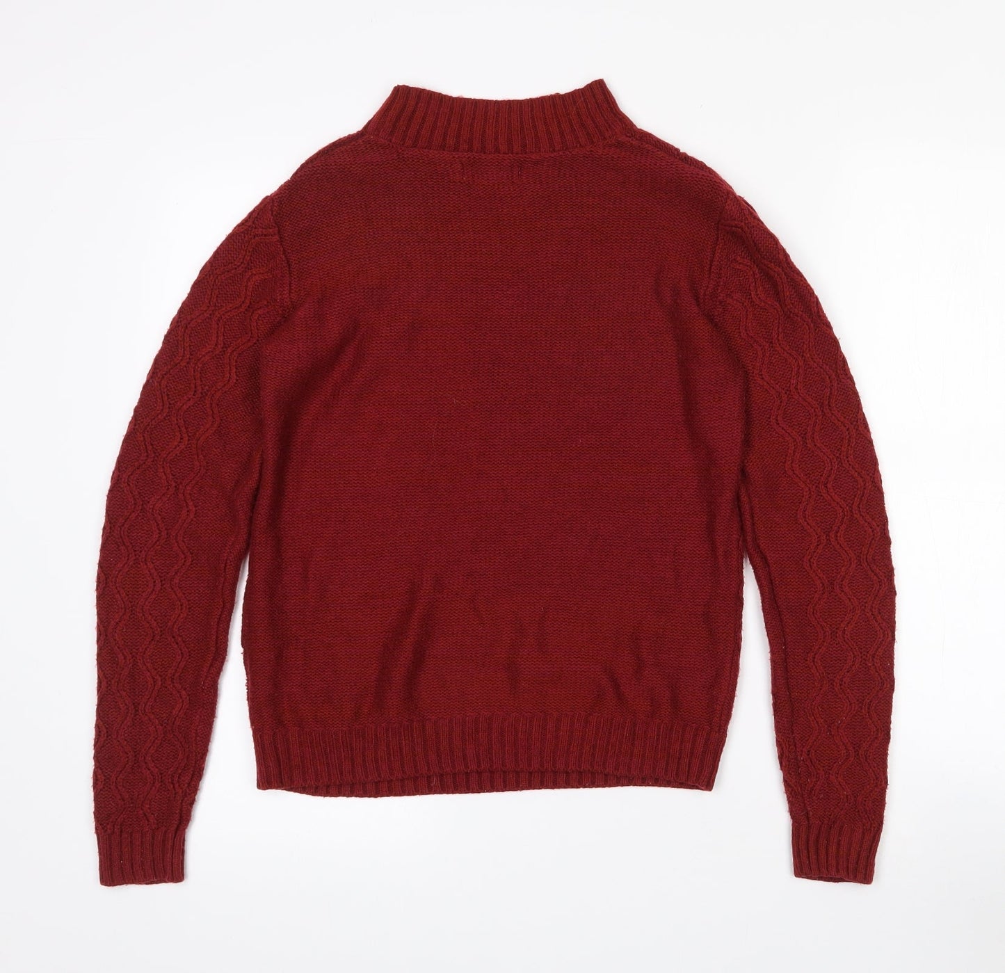 Papaya Womens Red Mock Neck  Acrylic Pullover Jumper Size S