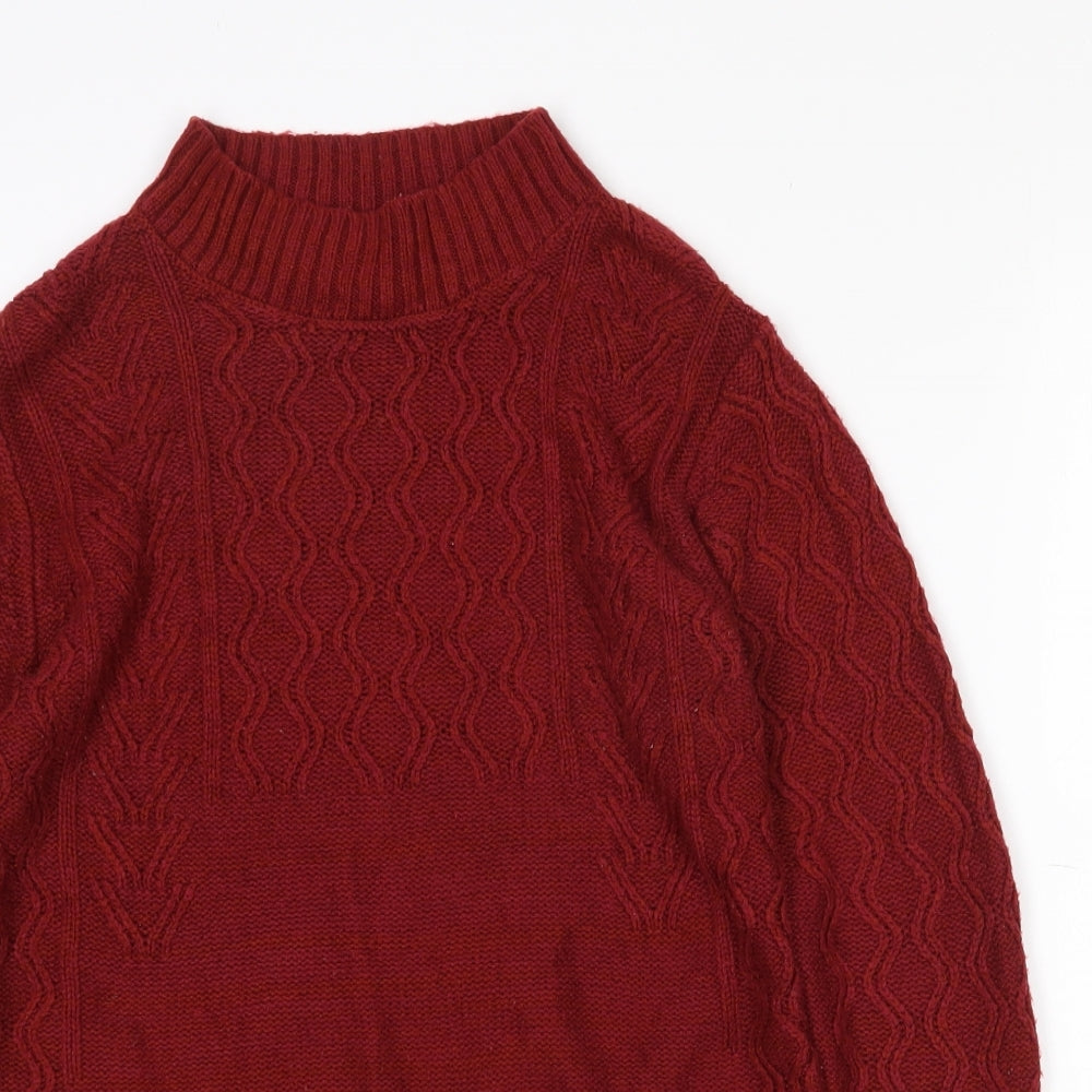 Papaya Womens Red Mock Neck  Acrylic Pullover Jumper Size S