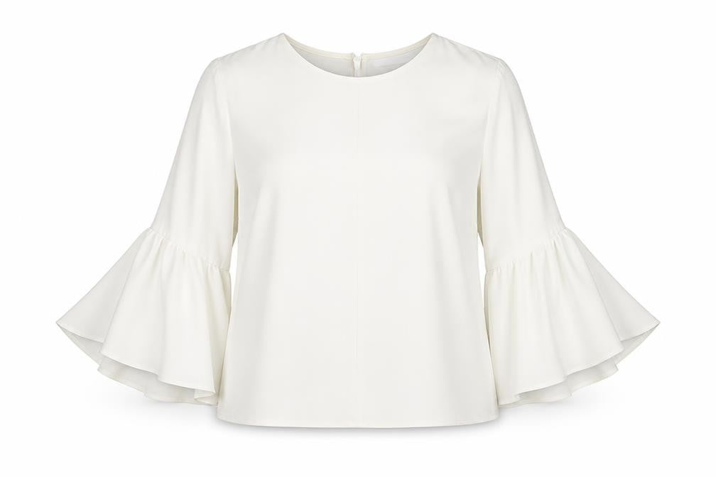 Topshop Womens White  Polyester Kimono Blouse Size 10 Round Neck
