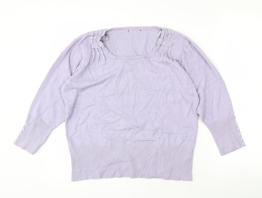 Preworn Womens Purple Scoop Neck  Viscose Pullover Jumper Size 14