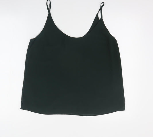 New Look Womens Green  Polyester Camisole T-Shirt Size 14 Round Neck