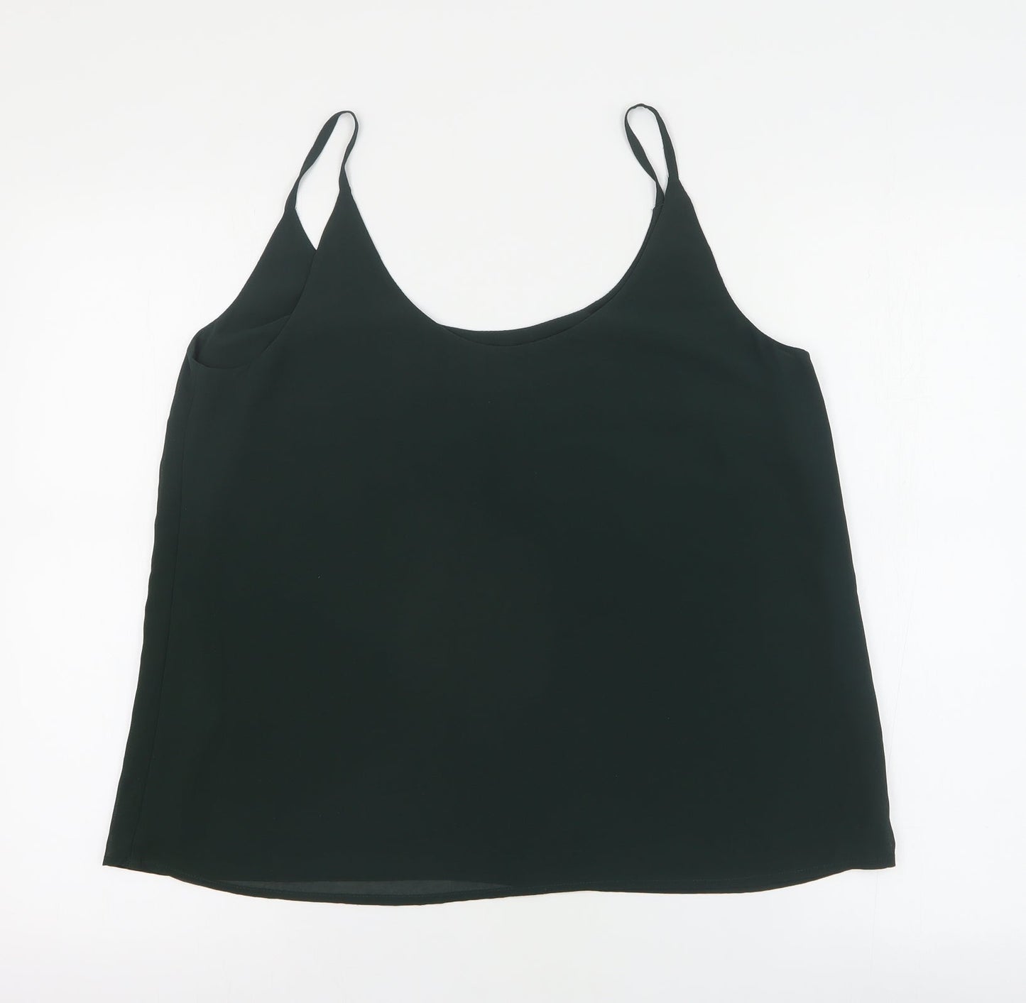 New Look Womens Green  Polyester Camisole T-Shirt Size 14 Round Neck