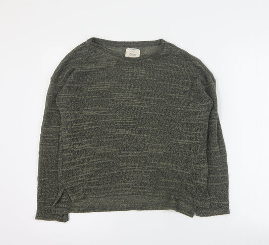 New Look Womens Green Round Neck  Acrylic Pullover Jumper Size 14