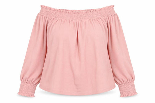 H&M Womens Pink  Polyester Basic Blouse Size M Off the Shoulder