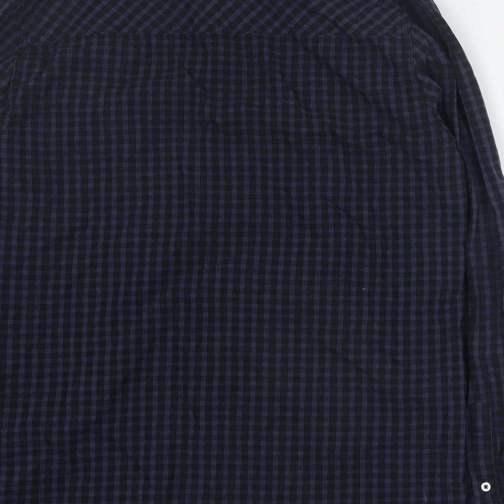 Lee Cooper Mens Blue Plaid Cotton  Button-Up Size S Collared Button