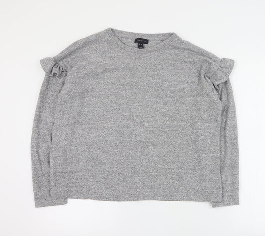 New Look Womens Grey Round Neck  Viscose Pullover Jumper Size M