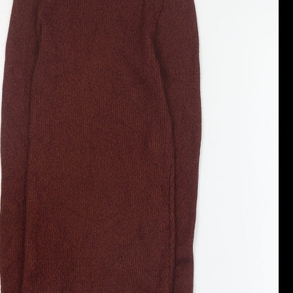 Topshop Womens Brown Round Neck  Viscose Pullover Jumper Size 8