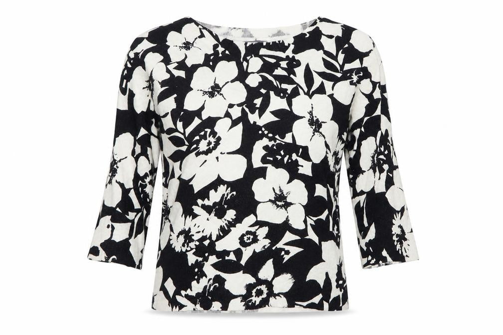 Marks & Spencer Womens Black Round Neck Floral Viscose Pullover Jumper Size 8
