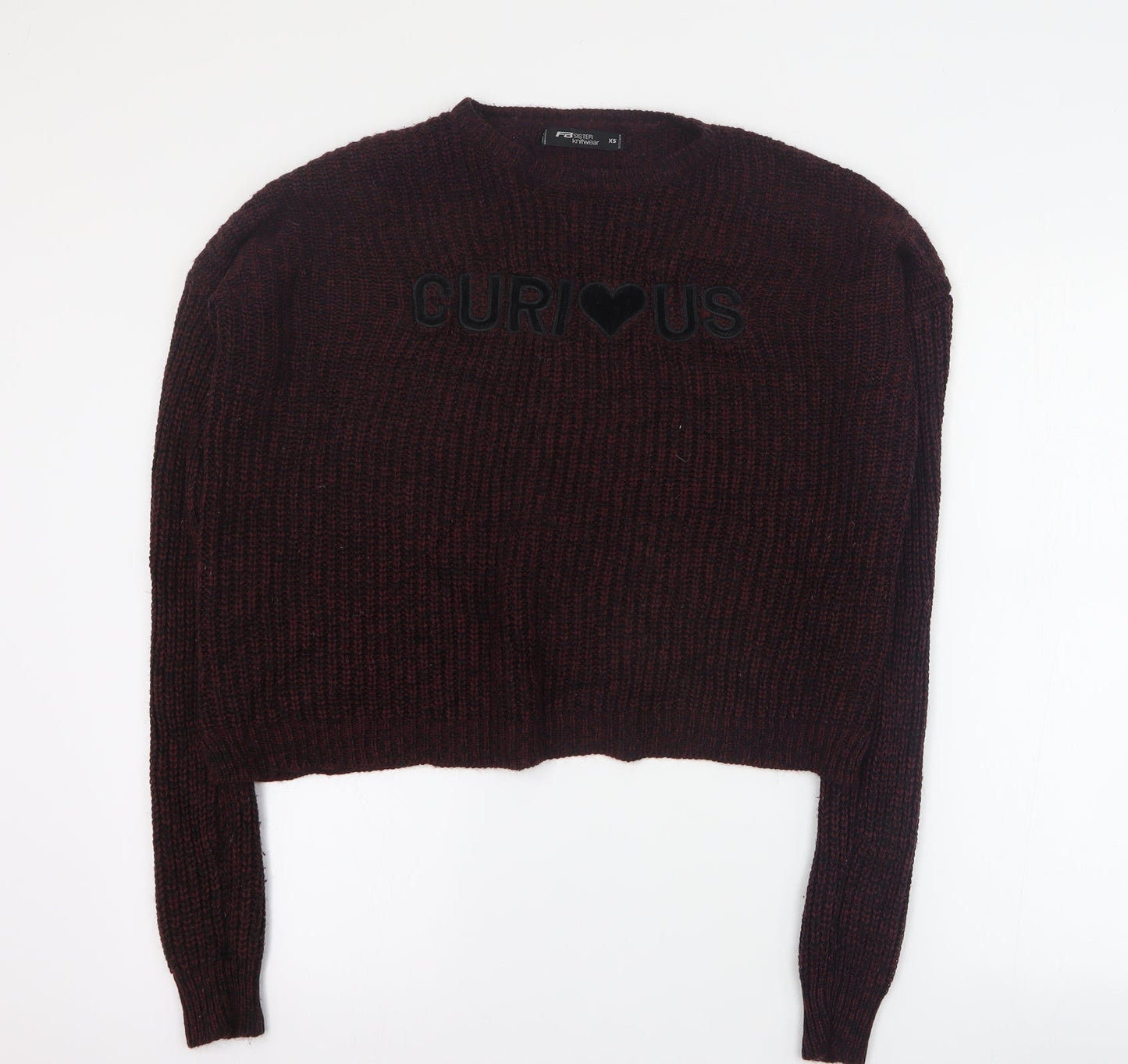 FB Sister Womens Red Round Neck  Acrylic Pullover Jumper Size XS   - 'Curious'